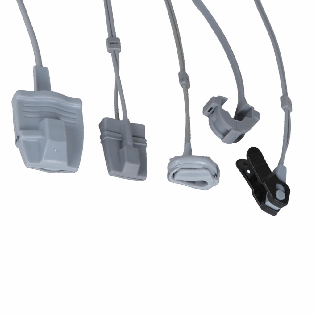 SpO₂ and BIS sensors with interface cables for patient monitoring