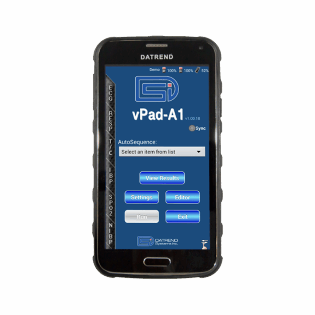 Biomedical engineer using vPad-A1 for patient monitor simulation