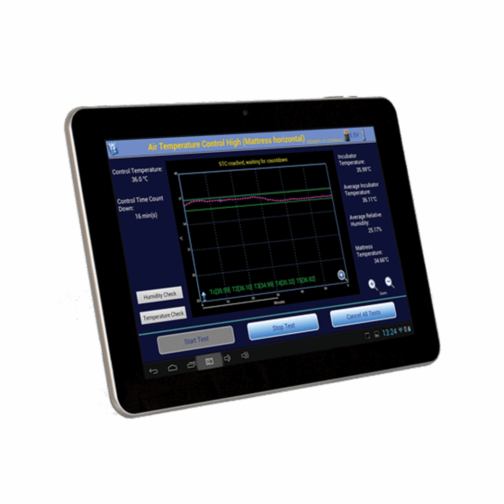 Technician using vPad-IN analyzer in NICU