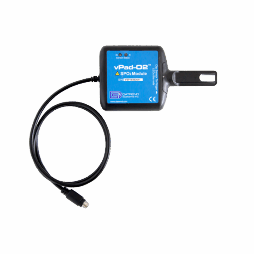 vPad-O2 connected to ventilator output for oxygen analysis