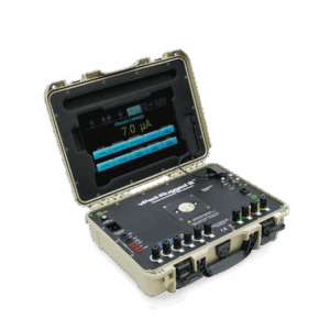 Biomedical engineer using Datrend vPad-Rugged 2 for electrical safety testing
