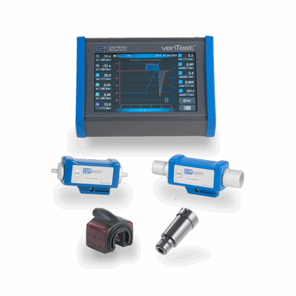 venTEST analyzer connected to ventilator system