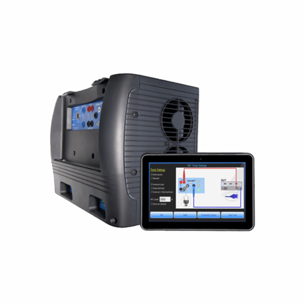 Biomedical engineer using vPad-RF analyzer on electrosurgical unit