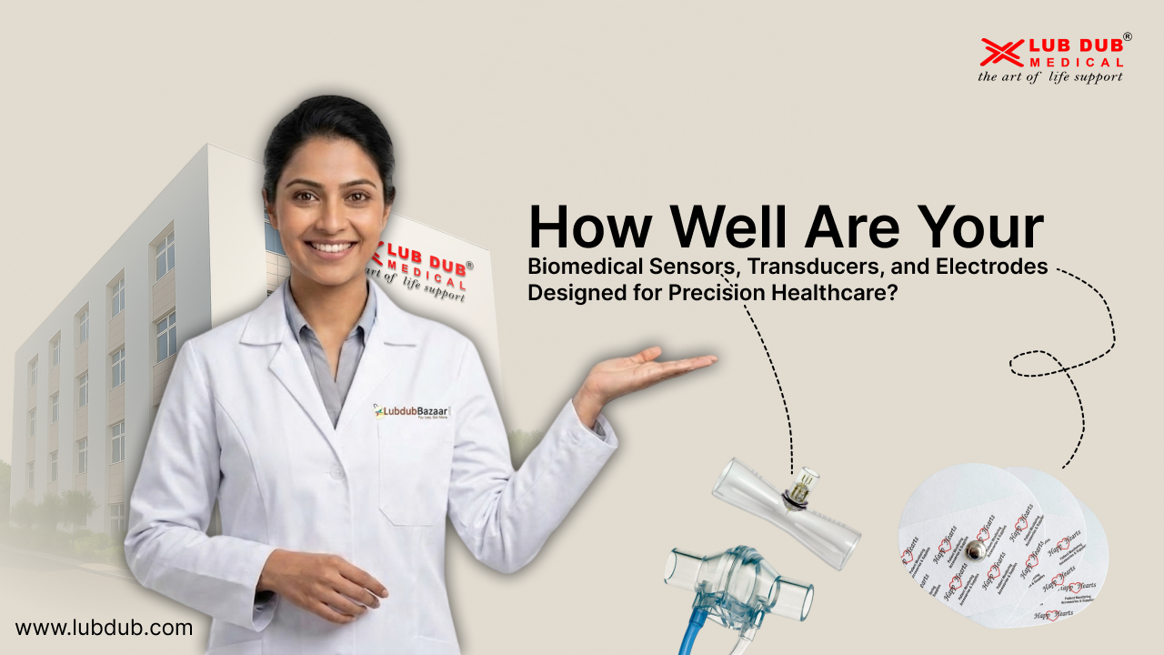 Biomedical sensors, transducers, and ECG electrodes by Lub Dub Medical Technologies for precision healthcare monitoring